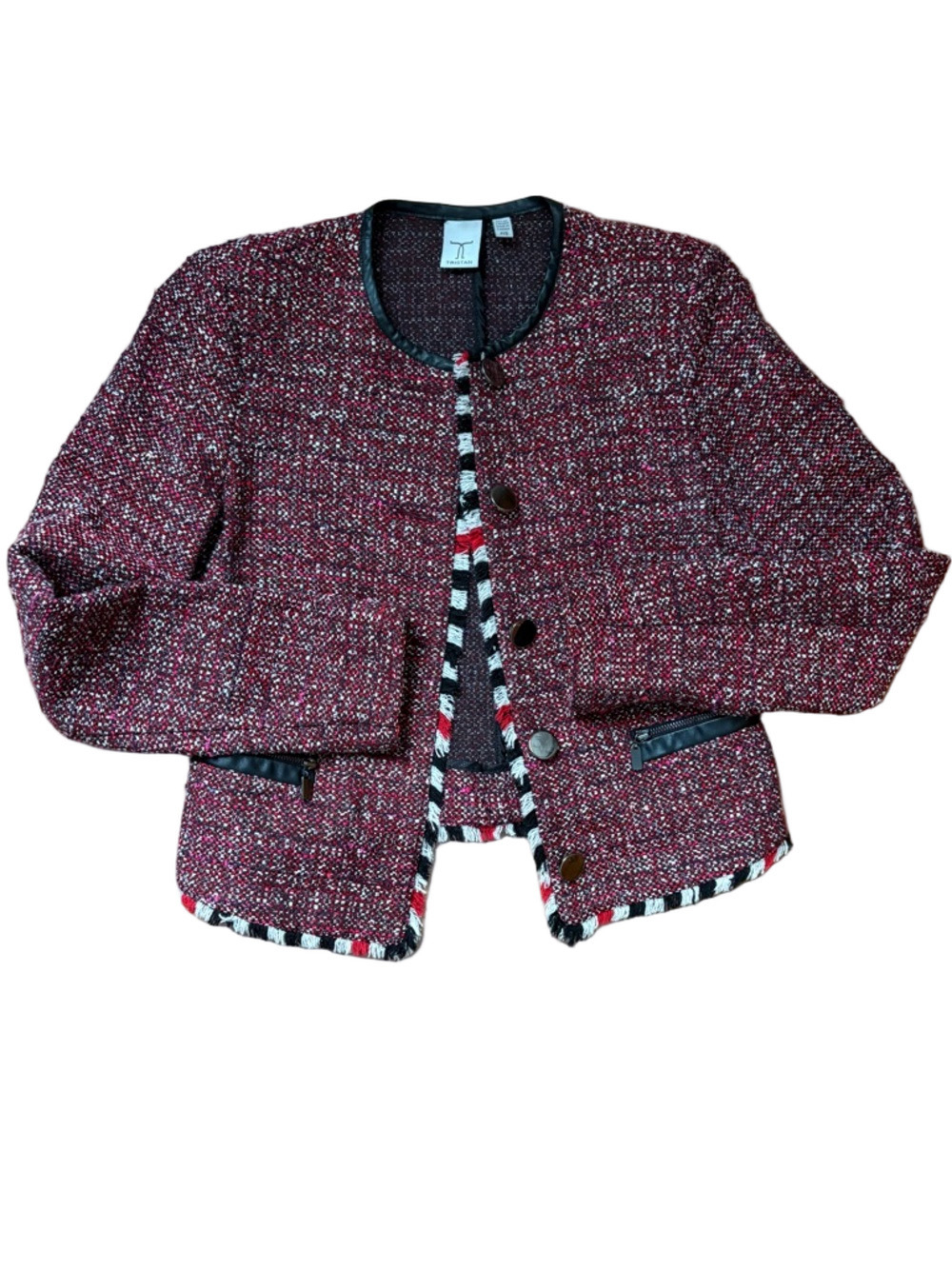Women’s Red Tweed Button Jacket